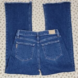 PAIGE Straight Leg Jeans in Medium Blue Denim